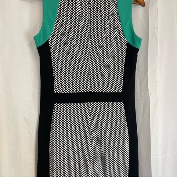 DONCASTER Women’s Black White Green Dot Sleeveless Sheath Pencil Dress Size 2 - Picture 7 of 12